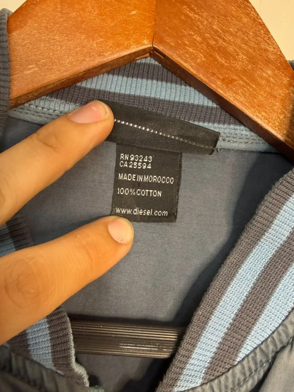 Diesel Cotton Bomber Jacket Blue Grey Colorblock M - Picture 5 of 11